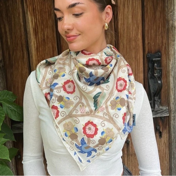 Tudor Embroidery Silk Scarf Made in England